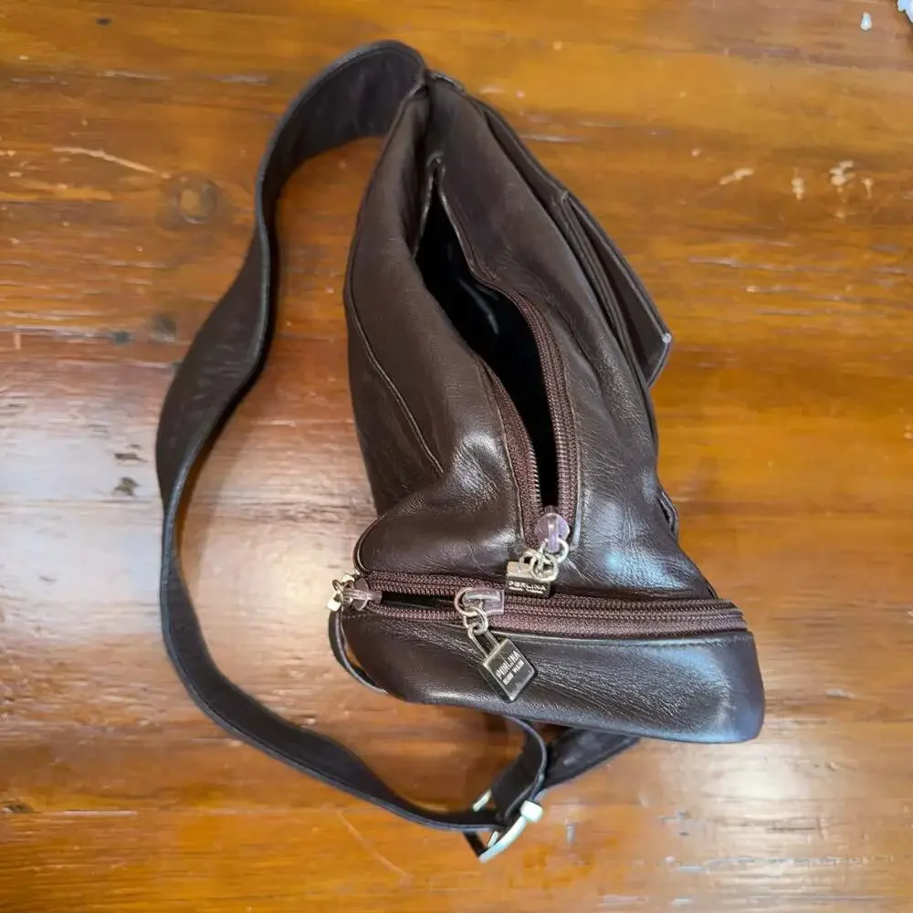 Perlina Dark Brown Soft Leather Sling Bag Backpack